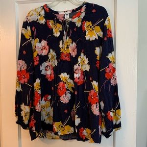 Old Navy blue floral XL blouse